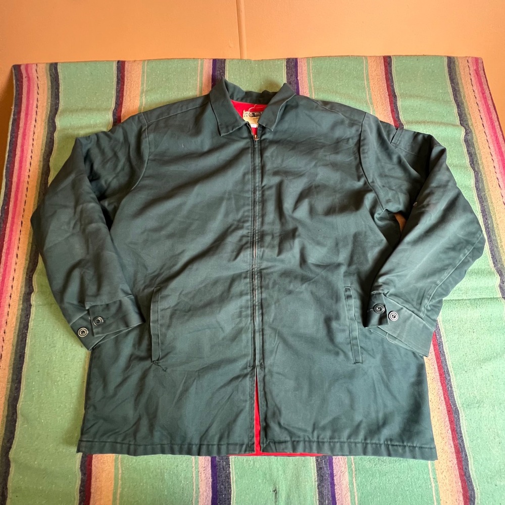 Work Wear Corp Jacket Mens L Green Quilted Lining Zip Up Chore Coat Made in USA